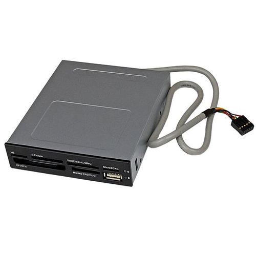 3.5in Front Bay 22-in-1 USB 2.0 Internal Multi Media Memory Card Reader with Simultaneous Access - 3.5 USB Compact Flash / SD / MMC / MS / xD Internal Card Reader Adapter - Black