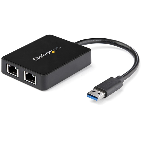 USB 3.0 to Dual Port Gigabit Ethernet Adapter NIC w/ USB Port - USB 3.0 LAN Adapter - USB 3.0 2 Port Gigabit Network Adapter - USB 3 NIC