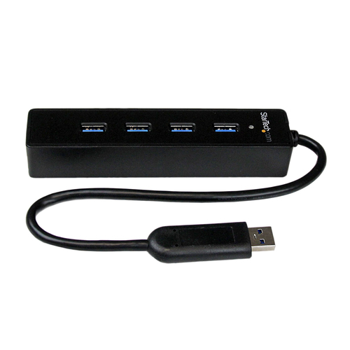 4 Port Portable SuperSpeed USB 3.0 Hub with Built-in Cable - Four Port External USB 3 Hub - 4 Port Mini USB Hub