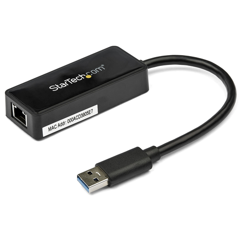 USB 3.0 to Gigabit Ethernet Adapter NIC with USB Port (Black) - USB 3.0 NIC - 10/100/1000 Mbps USB 3.0 LAN Adapter - Gigabit External Network Card - USB Network Card