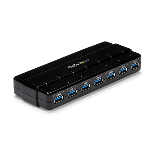 7 Port SuperSpeed USB 3.0 Hub - Desktop USB Hub with Power Adapter A Black USB Hub - 5 Gbps USB 3 Hub - Seven Port USB 3.0 Hub - USB 3.0 Desktop Hub - 7 Port USB 3.0 Hub