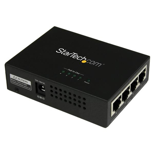 4 Port Gigabit Midspan - PoE+ Injector - 802.3at and 802.3af - Wall-mountable Power over Ethernet Midspan - Up to 30.8 Watts Per Port - Plug-and-play Setup and Operation