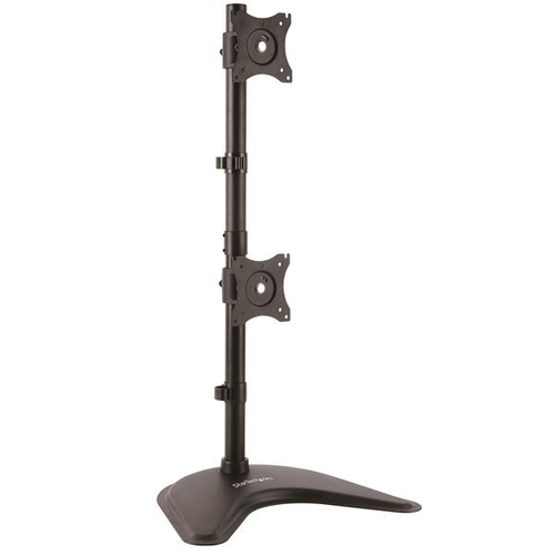 Vertical Dual Monitor Stand - Heavy Duty Steel - For VESA Mount Monitors up to 27in - Adjustable Double Monitor Stand - Two Monitor Stand wi/ Height Adjust and Tilt Swivel Rotate