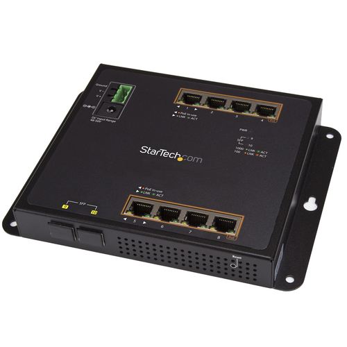 8-Port Gigabit Ethernet Switch - 8-Port PoE+ plus 2 SFP Ports - Industrial Managed Network Switch - Wall Mount with Front Access - Rugged IP30 Industrial Switch - L2 Managed Switch