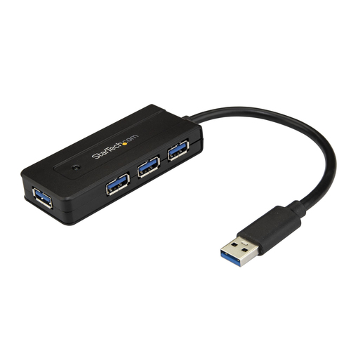 4 Port USB 3.0 Hub - Mini Hub with Charge Port - Includes Power Adapter
