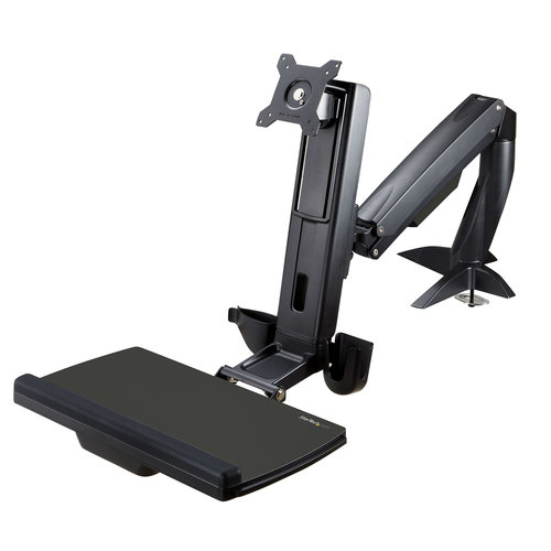 Sit Stand Monitor Arm - Up to 24in Monitors - Height Adjustable - VESA Mount - Monitor Stand - Sit Stand Workstation
