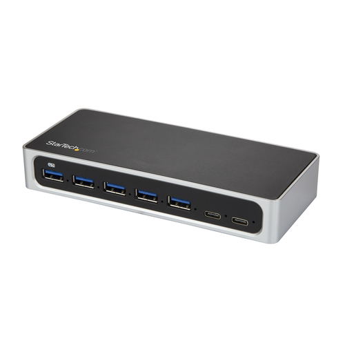 USB C Hub - 7 Port - USB-C to 5x USB-A and 2x USB-C - Charging Station - Powered USB Hub - USB Port Hub - USB Type C Hub