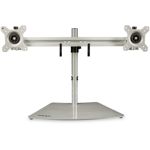 Dual-Monitor Stand - Horizontal - For up to 24IN VESA Mount Monitors - Silver - Adjustable Computer Monitor Stand for Desk