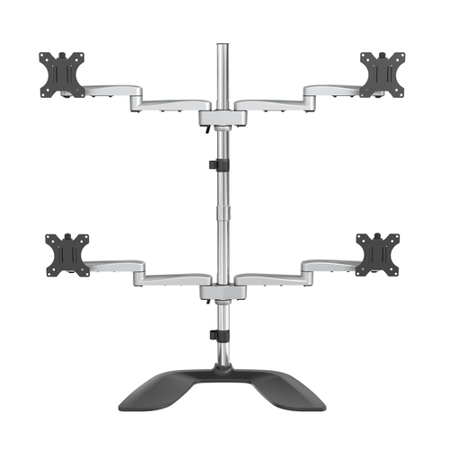 QUAD-MONITOR STAND - FOR UP TO 32IN VESA MOUNT MONITORS - ARTICULATING - STEEL ALUMINUM - FOUR MONITOR MOUNT (ARMQUADSS)