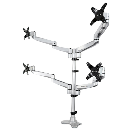 Quad Monitor Mount - 4 Arm Articulating Screen Mount - Full Motion - Desk Clamp - Up to 27 VESA Monitors (ARMQUADPS)