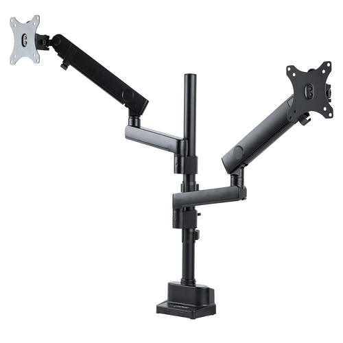 Desk Mount Dual Monitor Arm - Full Motion Monitor Mount for 2x VESA Displays up to 32in (17lb/8kg) - Vertical Stackable Arms - Height Adjustable/Articulating - Clamp/Grommet