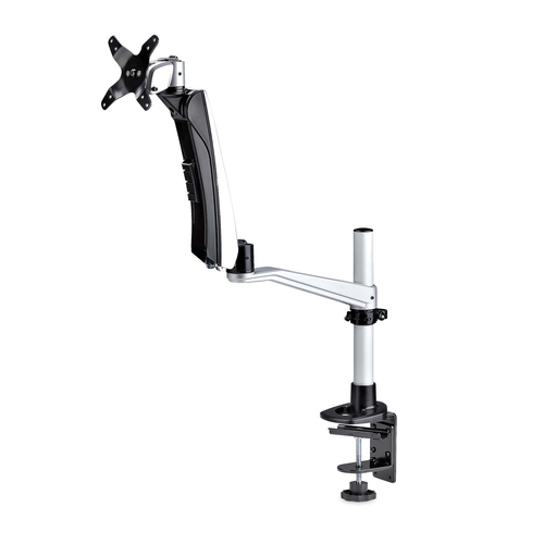 Monitor Desk Mount For 27in 16:9 or 30in 21:9 Ultrawide Screens VESA 75x75/100x100 Tool-Less Arm Adjustments C-Clamp/Grommet Spring-Assisted Arm