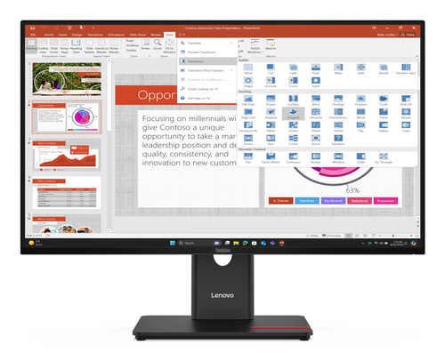 ThinkVision T27-40 27inch FHD monitor IPS 1920 x 1080 16:9 Anti-Glare Low Blue Light VGA+DP+HDMI input USB 3.1 hub Audio-Out Full-function stand DP USB-B to A Power Cable 3Y warranty.