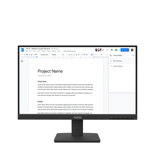 ThinkVision S22-4e 21.5in FHD IPS 1920x1080 16:9 Anti-Glare 250 cd/m Low Blue Light 3-sided NearEdgeless HDMI/VGA Tilt Stand Tiny Support HDMI Cable Integrated 3Y Warranty