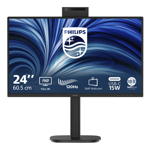 Philips 24B2N3200JH/75 60.5 cm (23.8in) B Line - Full HD WLED LCD Monitor - 16:9 -IPS - LowBlue Mode - EasyRead - Adaptive Sync 120 Hz - HDMI - VGA - DP - SPKR. 5MP WIN HELLO CAMERA